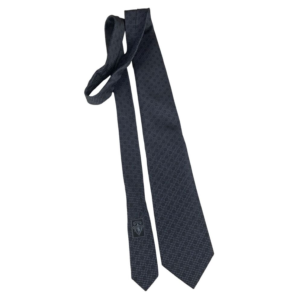 Gucci Silk Tie Gray Blue GG Monogram Made In Italy Designer Luxury Necktie - Picture 10 of 10